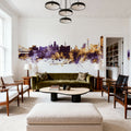 Kolkata (Calcutta) India Skyline Purple & Gold Mural Wallpaper - room preview 02