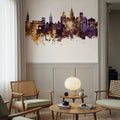 Trier Germany Skyline Purple & Gold Mural Wallpaper - room preview 02