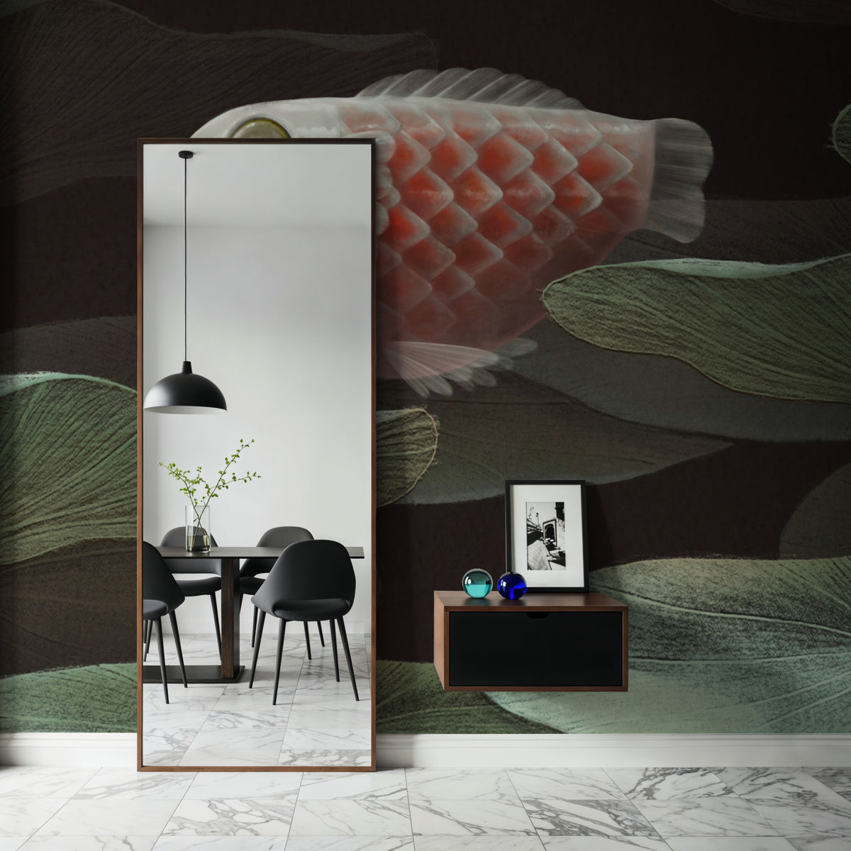Lily Pond Koi Mural Wallpaper - room preview 02