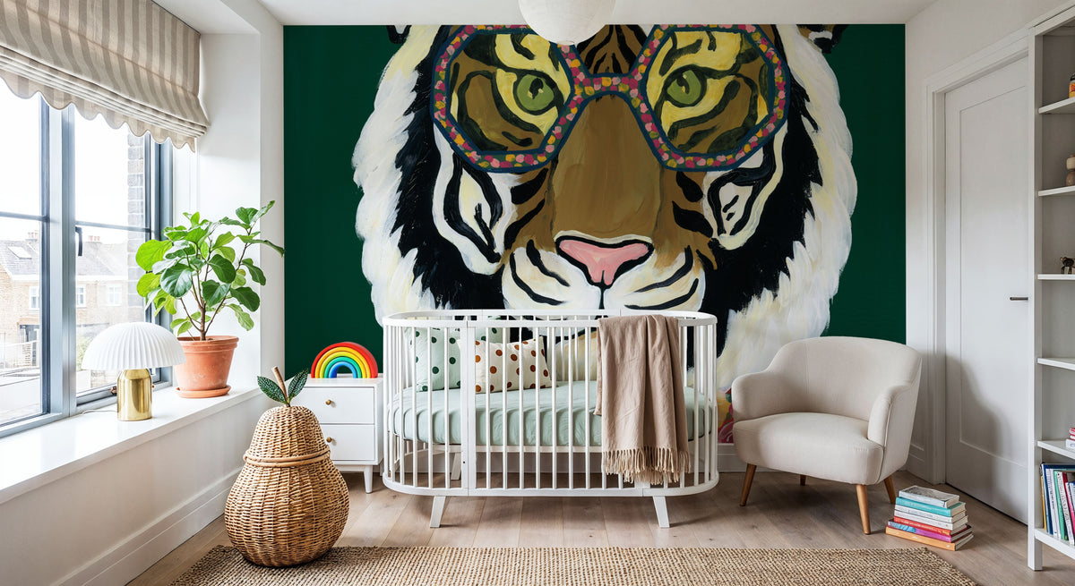 Miami Living Tiger Portrait Mural Wallpaper - room preview 02