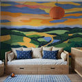 Sunset Over Rolling Hills Mural Wallpaper - room preview 02