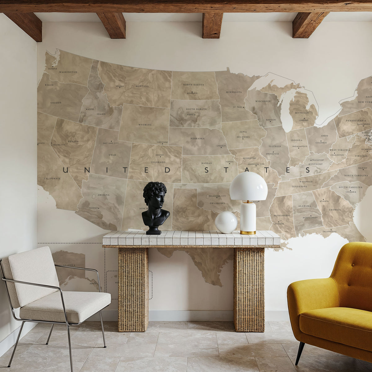 US State Map - Abey Mural Wallpaper - room preview 02