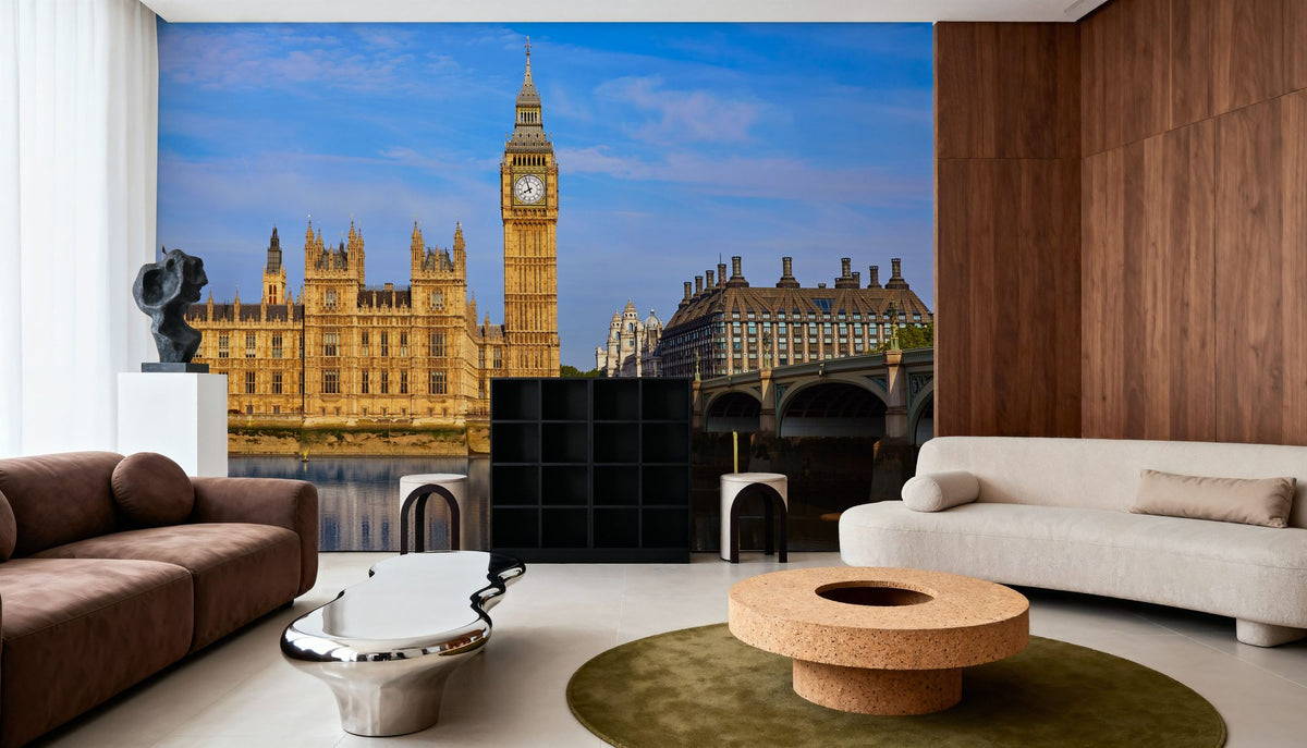 Big Ben Tower and Thames River Mural Wallpaper - room preview 02