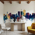 Tucson Arizona Skyline Blue & Bronze Mural Wallpaper - room preview 02