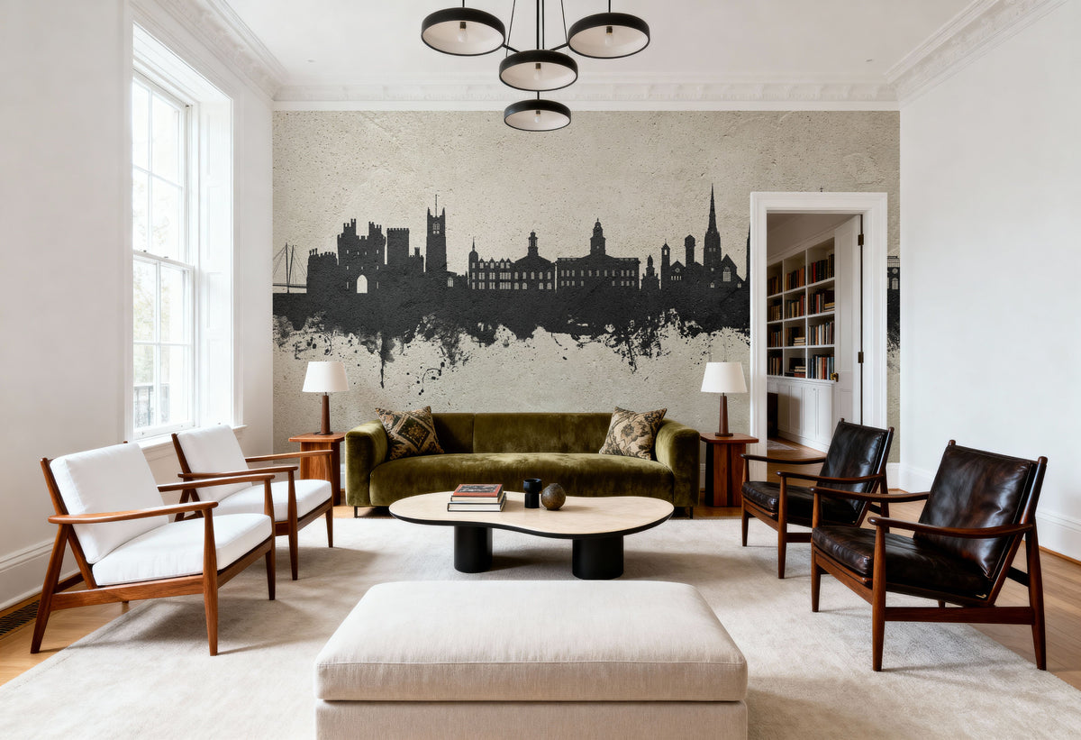 Lancaster England Skyline Concrete Mural Wallpaper - room preview 02