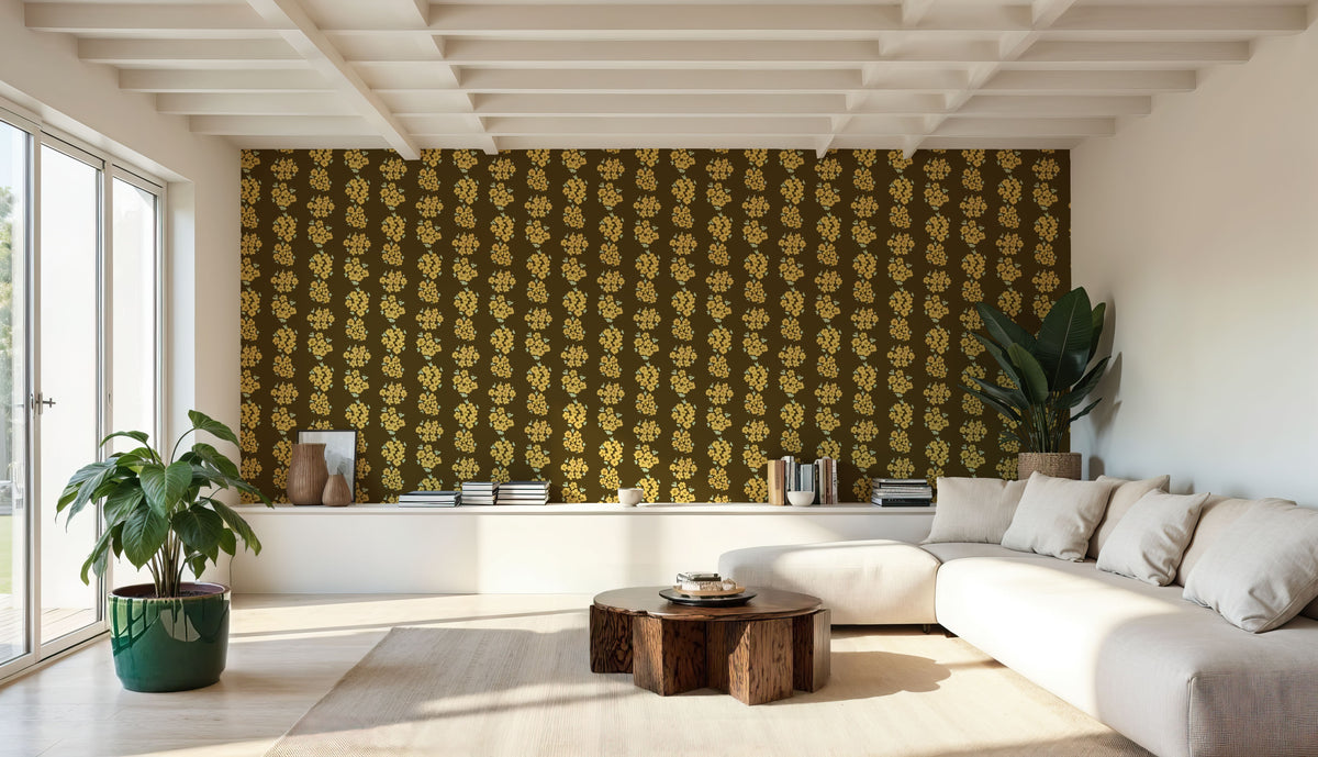 Ditsy Floral Clusters, Mud Mural Wallpaper - room preview 02