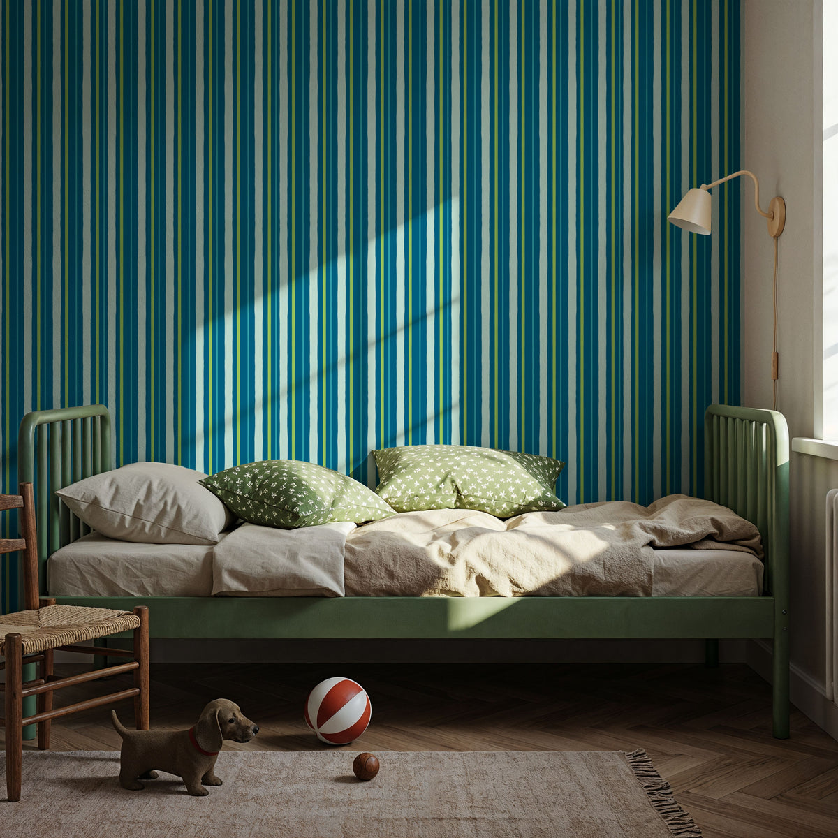 Kala Lines Green Mural Wallpaper - room preview 02