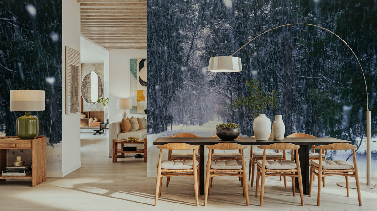 Winter Forest Path Mural Wallpaper - room preview 02