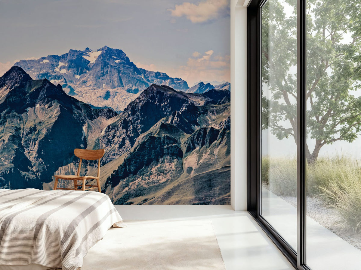 Vintage Look Mountain Top Mural Wallpaper - room preview 02