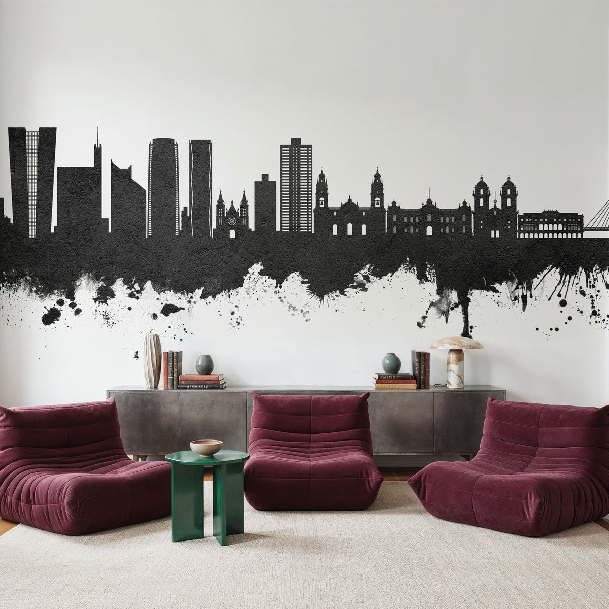 Lima Peru Skyline Black & White Mural Wallpaper - room preview 02