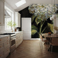 Hydrangea on Black Mural Wallpaper - room preview 02