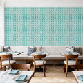 Mixed Turqouise Circles Inverse Mural Wallpaper - room preview 02