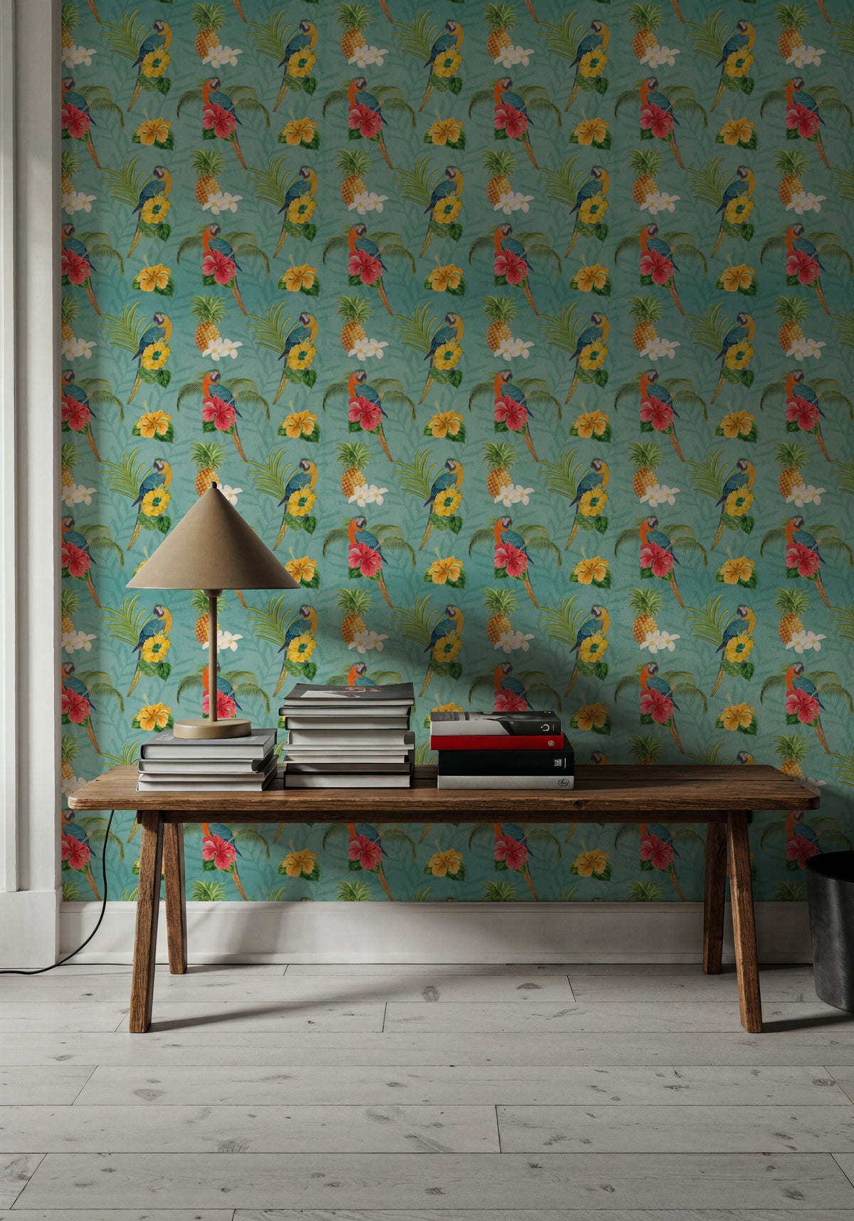 Parrot Paradise Turqouise Mural Wallpaper - room preview 02