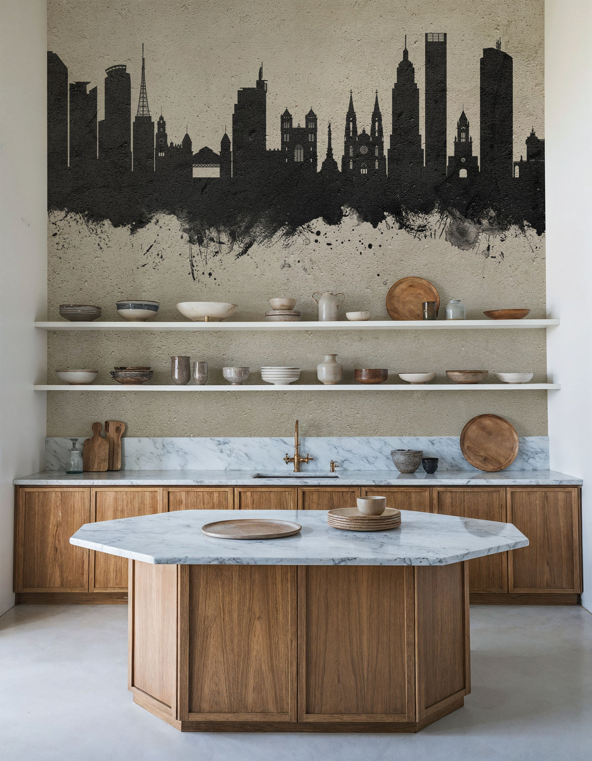 São Paulo Brazil Skyline Concrete Mural Wallpaper - room preview 02