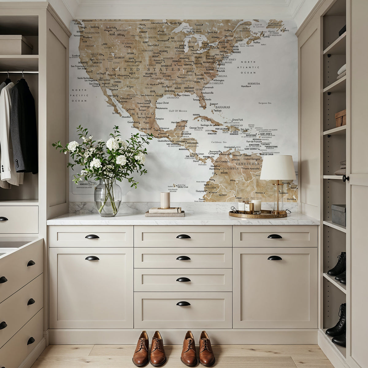 US Mexico Caribbean Map - Abey Wash Mural Wallpaper - room preview 02