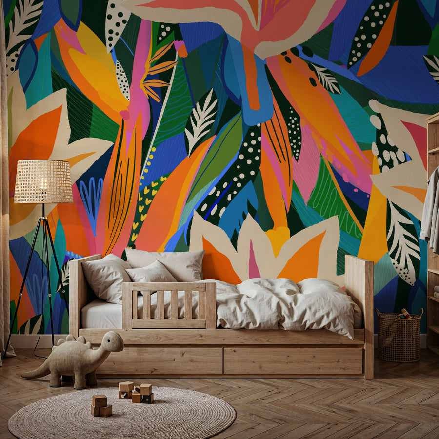 Maximalist Wallpaper Mural – Bold Colorful Wall Mural – Bold Bloom
