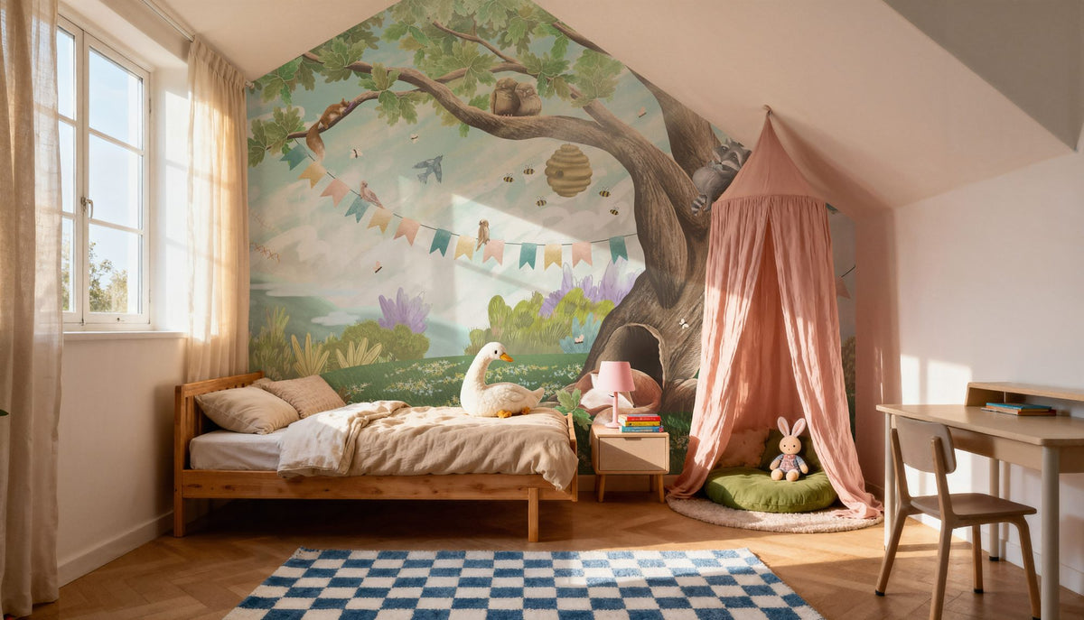 Oak Hill Slumber, Spring Green Mural Wallpaper - room preview 02