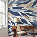 Leafy Lines Plain Mural Wallpaper - room preview 02