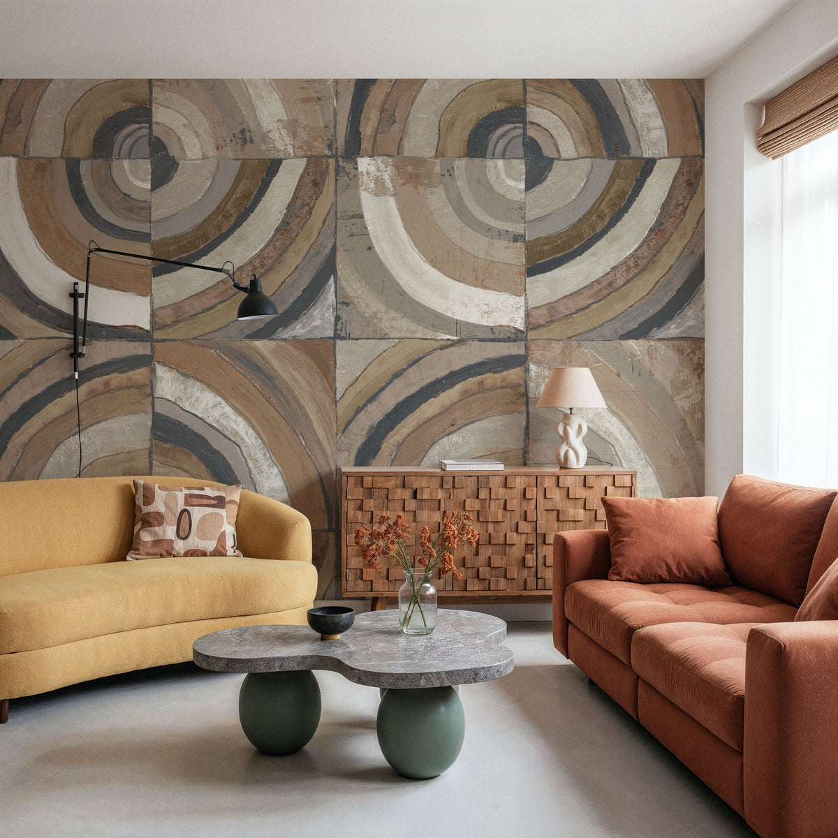 The Center I Abstract Dark Mural Wallpaper - room preview 02