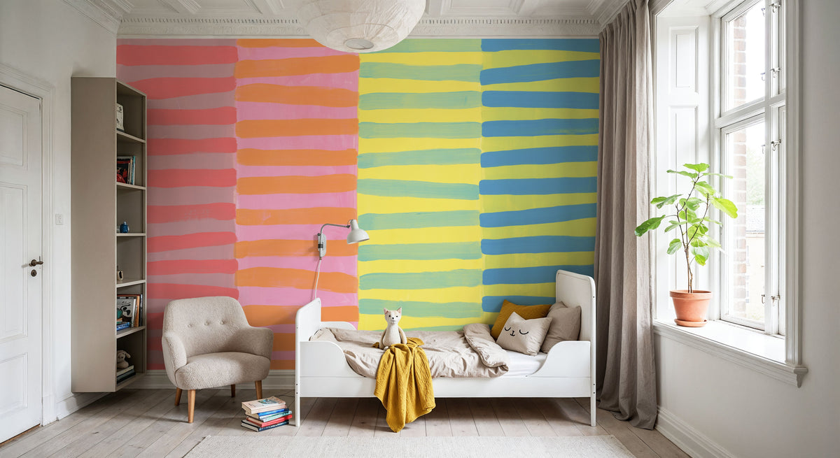 Sunny Side Stripes Mural Wallpaper - room preview 02