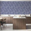 Hydrangea, Navy on Cream Mural Wallpaper - room preview 02