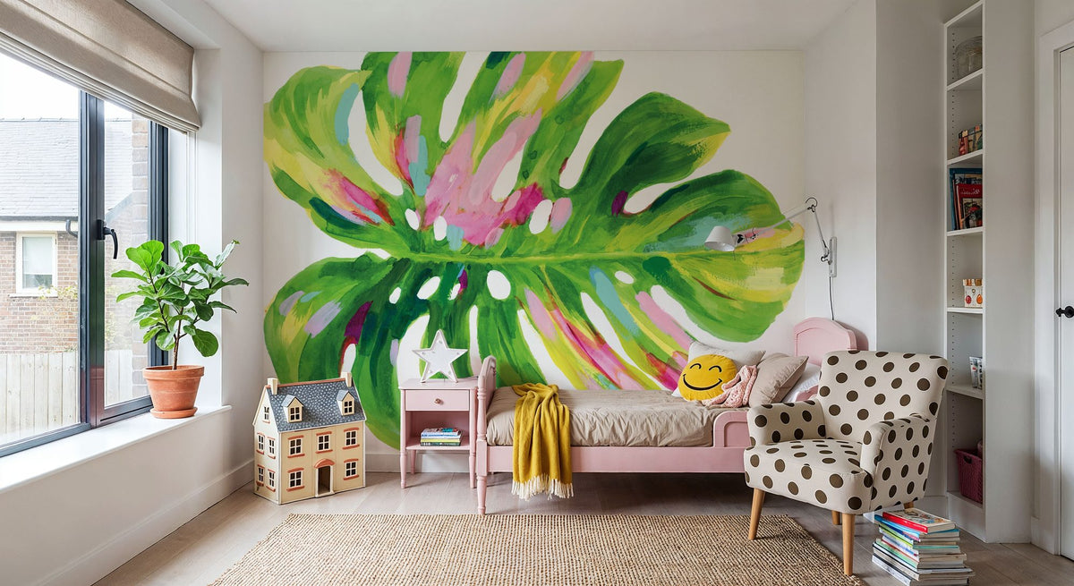 Colorful Tropical Leaf I Mural Wallpaper - room preview 02