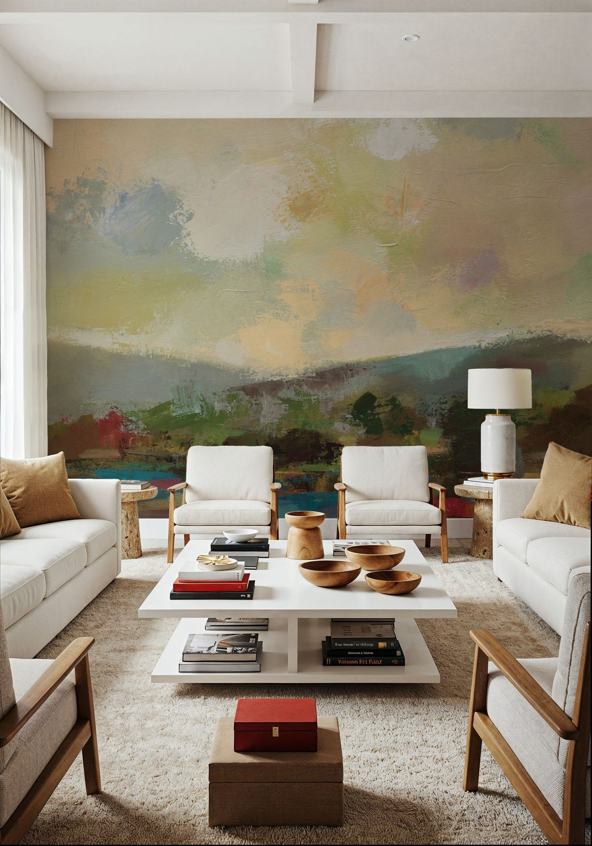 Teal Lake Mural Wallpaper - room preview 02