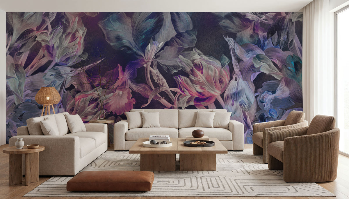 Tulips Feast, Purple Mural Wallpaper - room preview 02