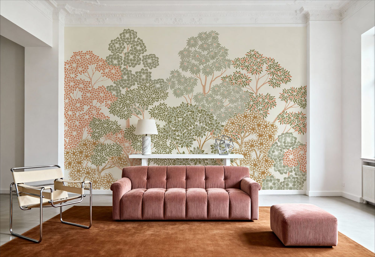 Overleaf Woodland, Green Mural Wallpaper - room preview 02