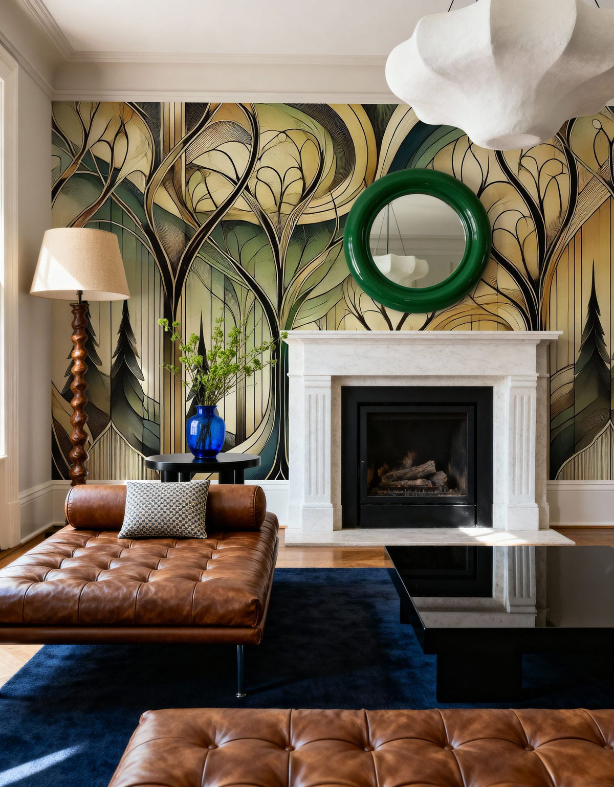 Vintage Treescape Essence in Art Deco Mural Wallpaper - room preview 02