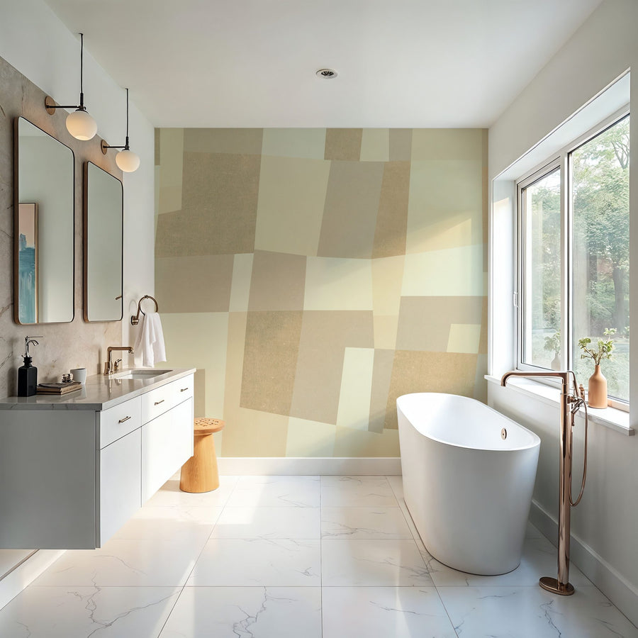 Geometric Wallpaper Mural – Pattern Wall Mural – Abstract Fields, Citrus