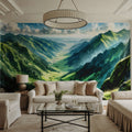 Expansive Mountain Valley Landscape Mural Wallpaper - room preview 02