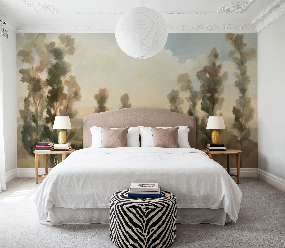 Poplars by the Road Mural Wallpaper - room preview 02