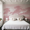 Mediterranean Pine Landscape, Dusty Pink Mural Wallpaper - room preview 02
