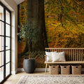Falling Yellow Autumn Leaves Mural Wallpaper - room preview 02