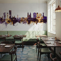 Quito Ecuador Skyline Purple & Gold Mural Wallpaper - room preview 02