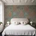 Painterly Tigers Mint Mural Wallpaper - room preview 02