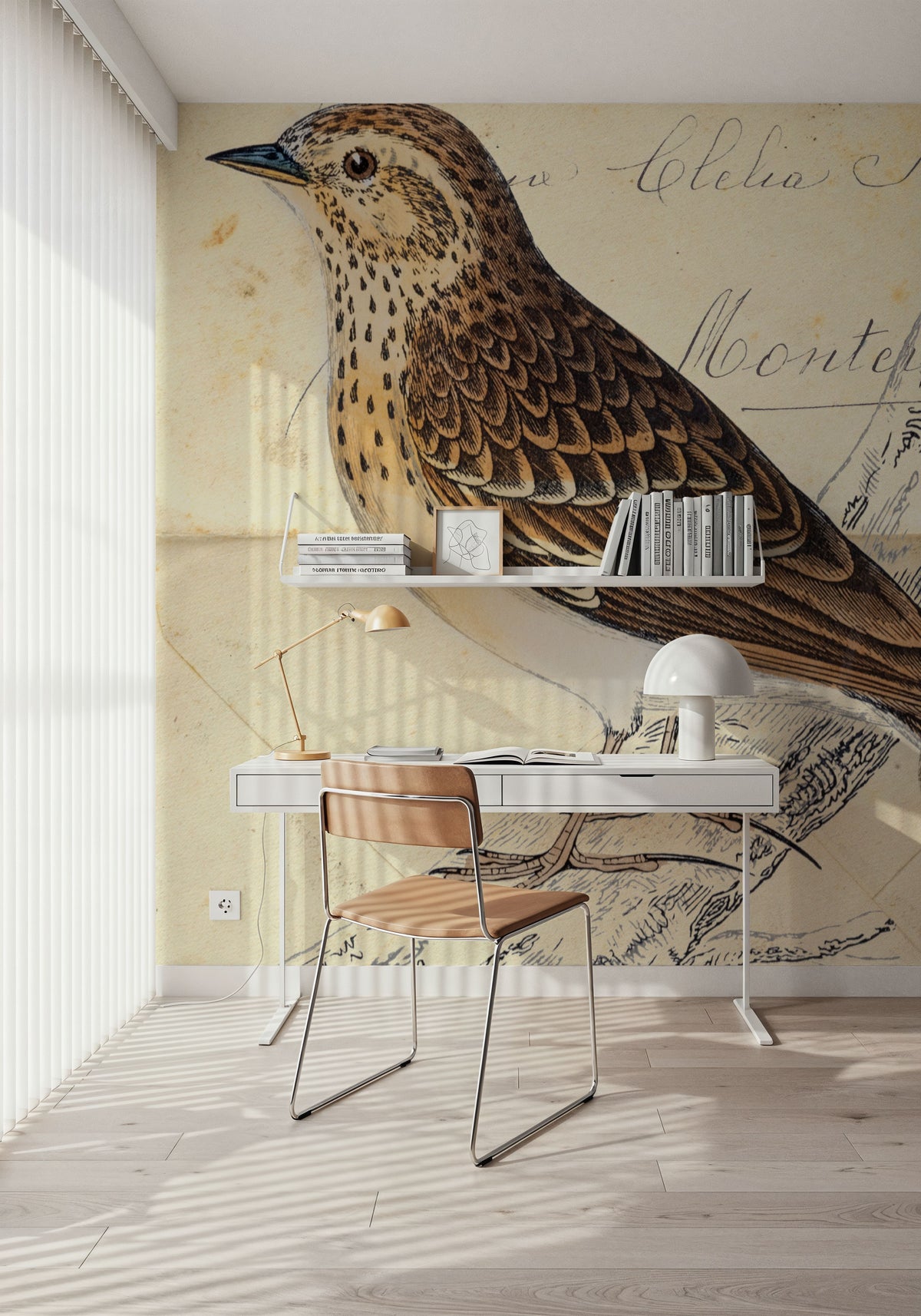 Wood Lark Mural Wallpaper - room preview 02