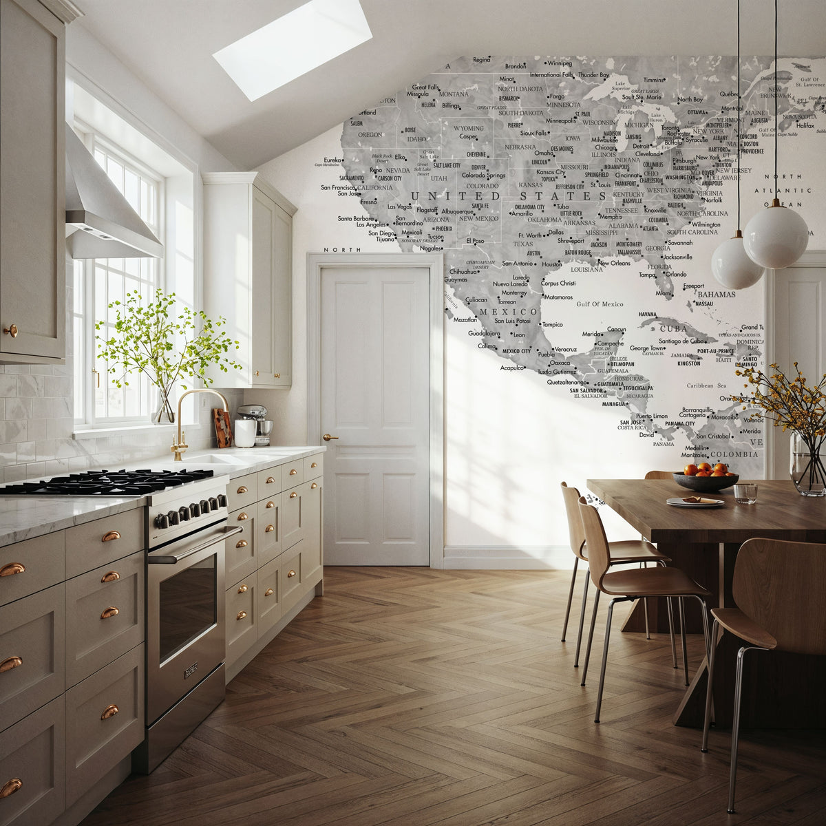 US Mexico Caribbean Map - Jimmy Mural Wallpaper - room preview 02