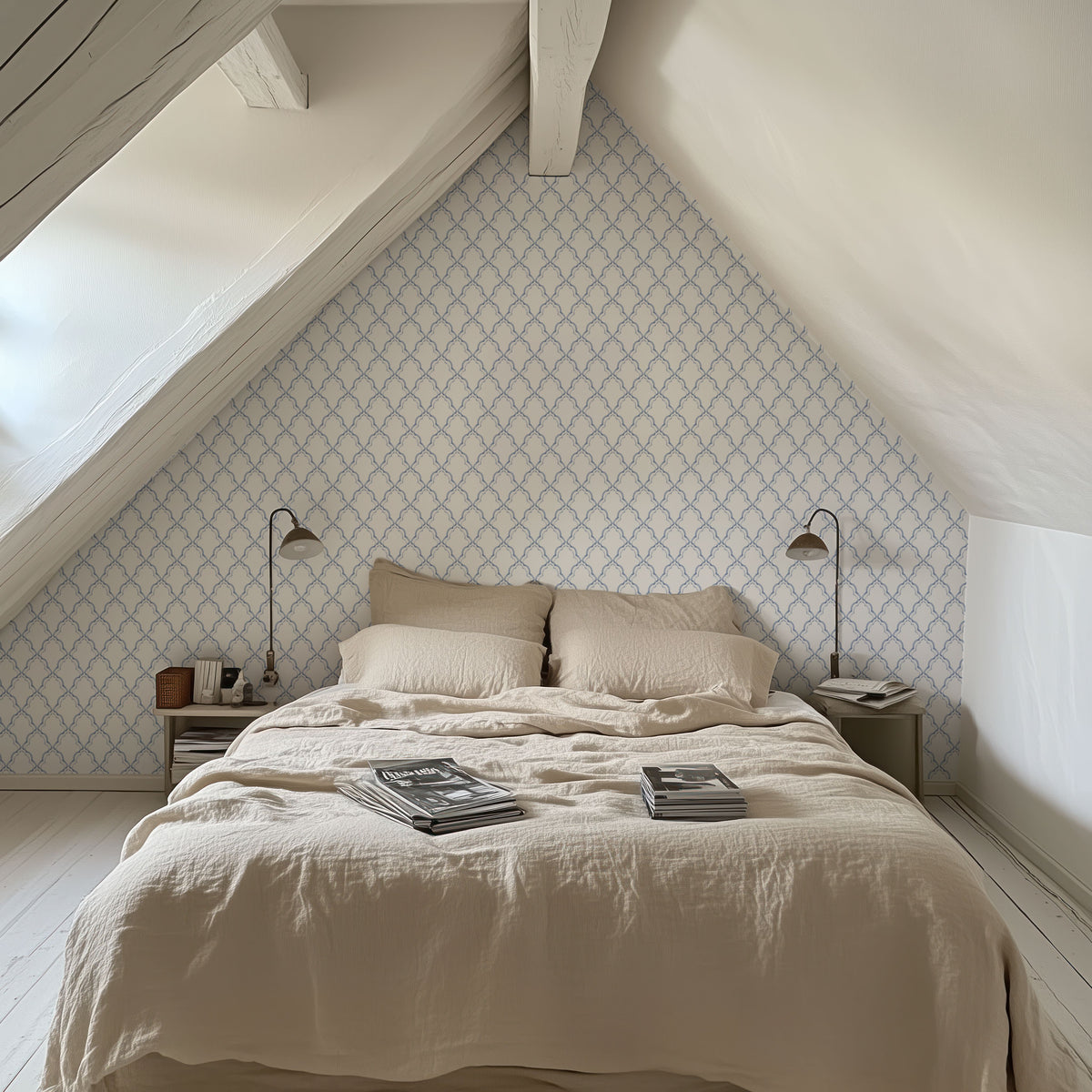Medallion Trellis, Blueberry Mural Wallpaper - room preview 02