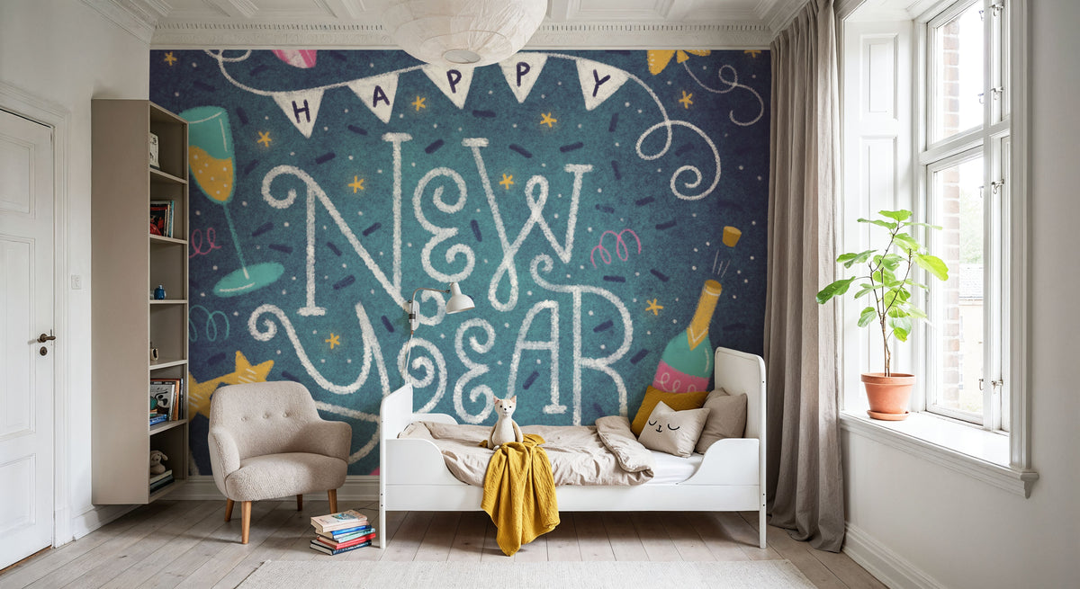 Happy New Year Mural Wallpaper - room preview 02