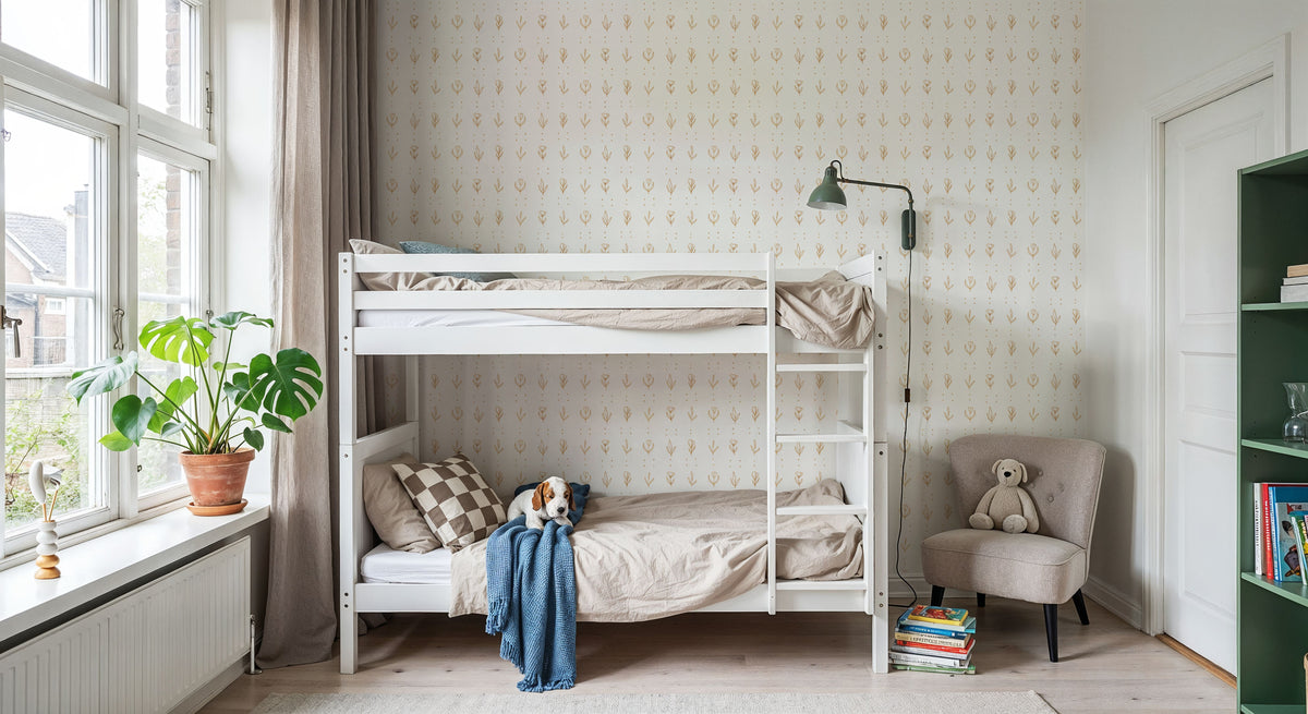 Lone Flowers White Mural Wallpaper - room preview 02