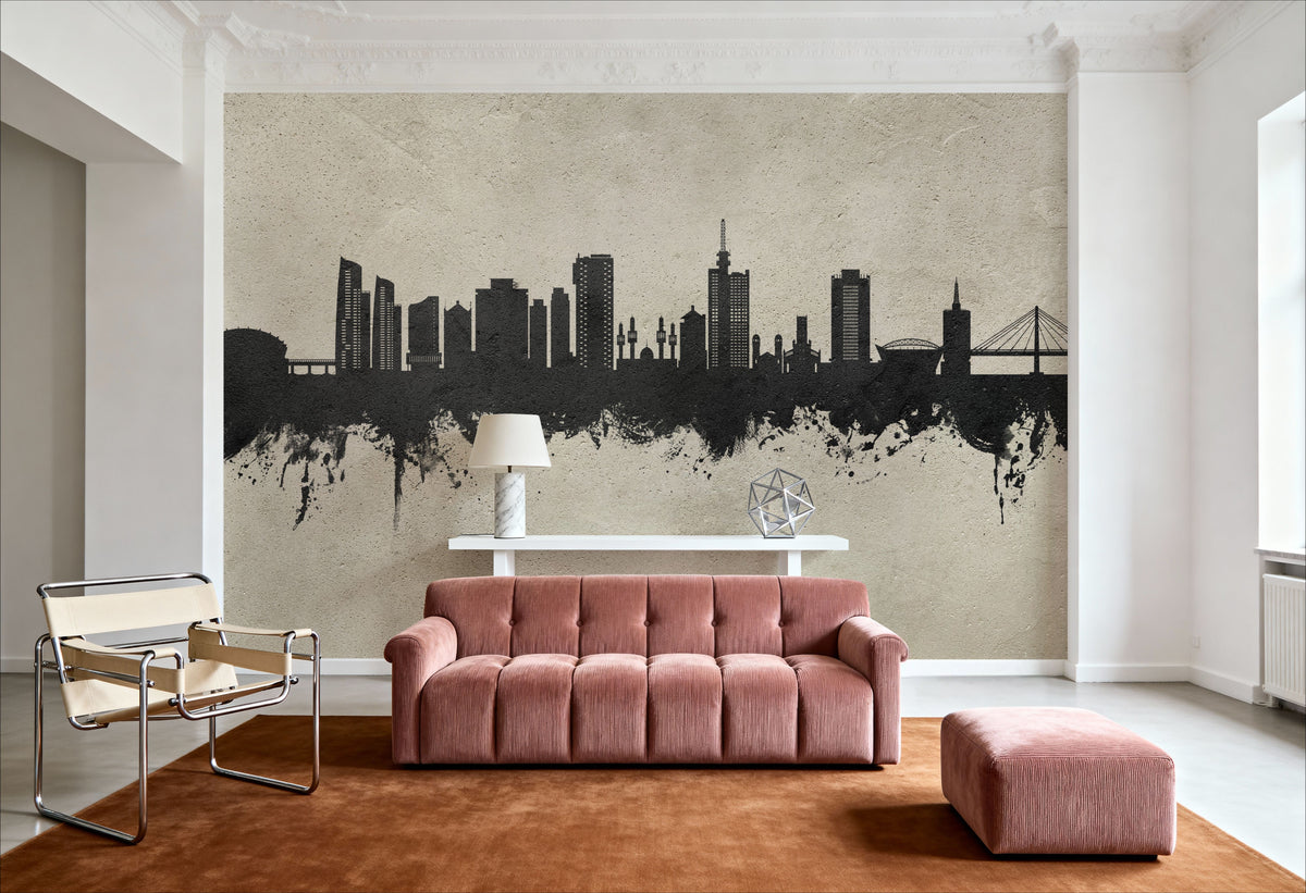 Lagos Nigeria Skyline Concrete Mural Wallpaper - room preview 02