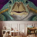 Hello Turtle, Purple Mural Wallpaper - room preview 02