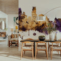 Minneapolis Minnesota Skyline Purple & Gold Mural Wallpaper - room preview 02
