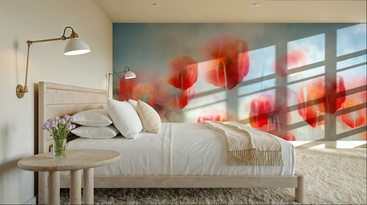 Poppies in a Field Mural Wallpaper - room preview 02