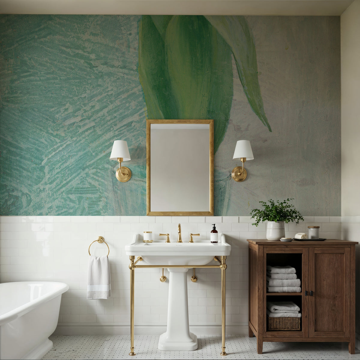 Tulip on Blue Mural Wallpaper - room preview 02