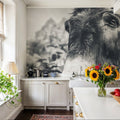 Donkey Pasture BW Mural Wallpaper - room preview 02