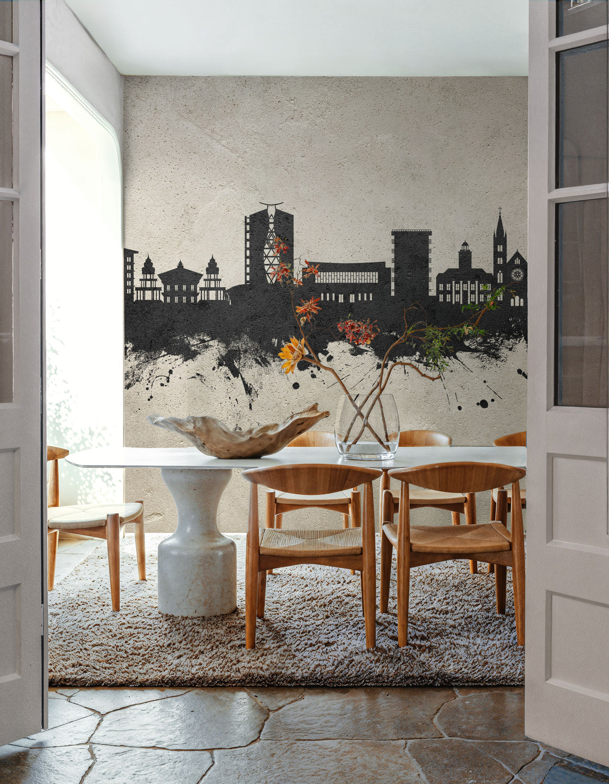 Paramaribo Suriname Skyline Concrete Mural Wallpaper - room preview 02