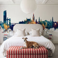 Sevilla Skyline Blue & Bronze Mural Wallpaper - room preview 02